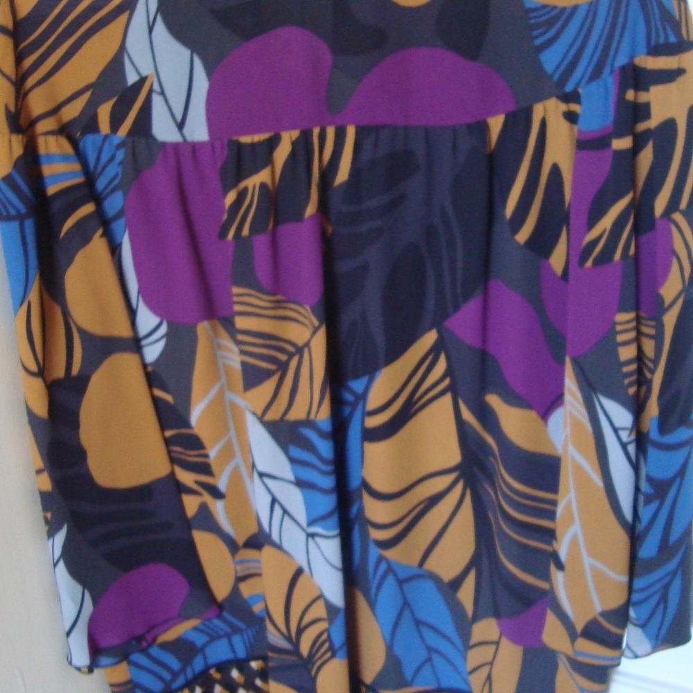 M Missoni Colorful Print Mod Style Long SleeveTop  Blouse SZ US 8